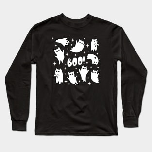 Boo Halloween Cat Ghosts Long Sleeve T-Shirt